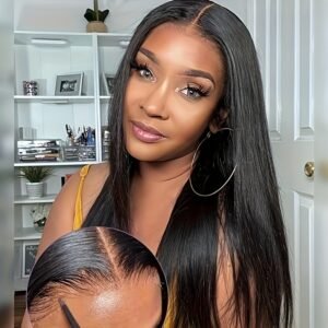 Perruque Lace Front Cheveux Raides 100% Humains - 150% Densité, Style Vacances Femme
