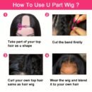 Perruque ondulée femme 150% densité en cheveux humains avec U-part et bonnet rose