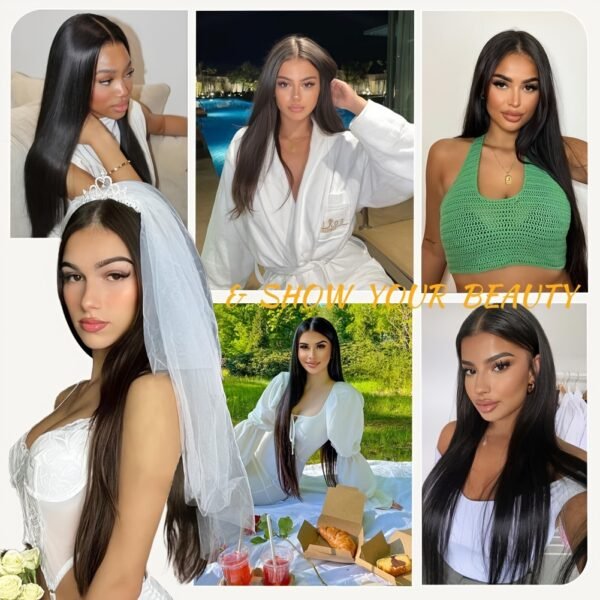 Perruque Lace Front Cheveux Raides 150% Densité - Image 9