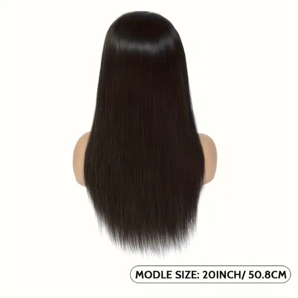 Perruque Sans Colle 4x4 en Cheveux Humains Lisses – Noire, 150% Densité, Naturelle & Facile à Porter – Image 4