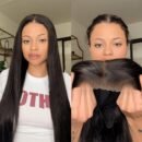 Perruque Sans Colle 4x4 en Cheveux Humains Lisses – Noire, 150% Densité, Naturelle & Facile à Porter