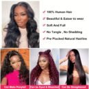 Perruque ondulée femme 150% densité en cheveux humains avec U-part et bonnet rose