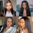 Perruque Sans Colle 4x4 en Cheveux Humains Lisses – Noire, 150% Densité, Naturelle & Facile à Porter