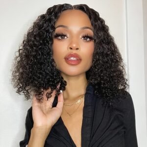 Perruque Bob Ondulée 4x4 en Cheveux Humains – Lace Front 150% Densité
