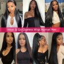 Perruque Sans Colle 4x4 en Cheveux Humains Lisses – Noire, 150% Densité, Naturelle & Facile à Porter