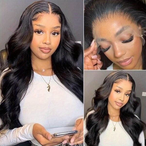 Perruque Body Wave 13x4 Transparente – Cheveux Humains Femme Noire - Image 6