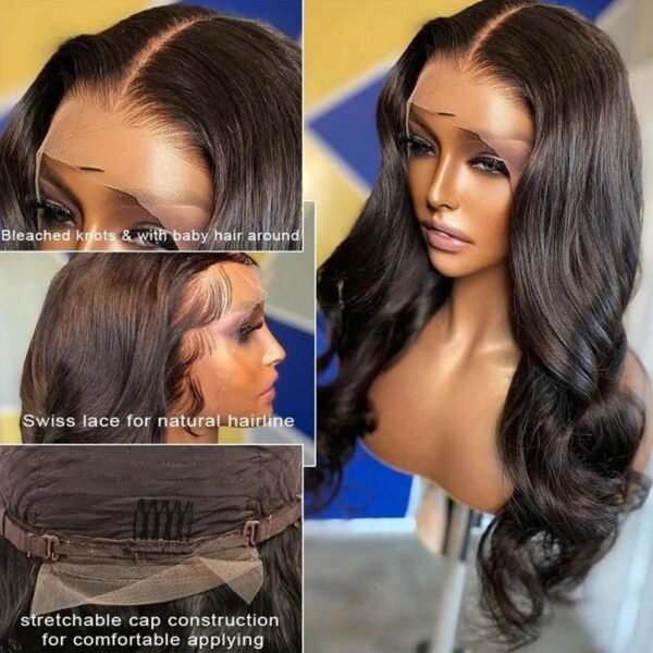 Perruque Body Wave 13x4 Transparente – Cheveux Humains Femme Noire - Image 4